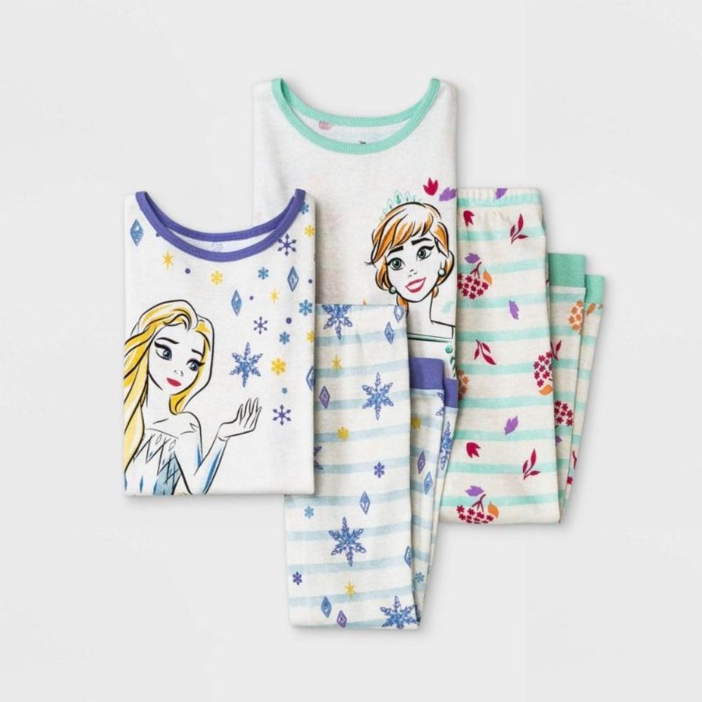Toddler Girls' 4pc Frozen Short Sleeve Snug Fit Top and Pants Pajama Set - Picture 1 of 1